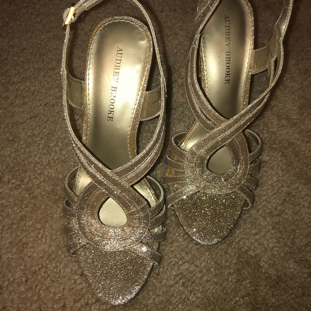 Gold Sparkly & Strappy Heels - Picture 2 of 2